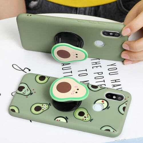 For OPPO A3s A5 A7X A8 A9 A11X A31 A39 A57 A59S A83 3D Cute Cartoon Avocado Holder TPU Case for F1S F3 LITE F9 PRO F11 Cover