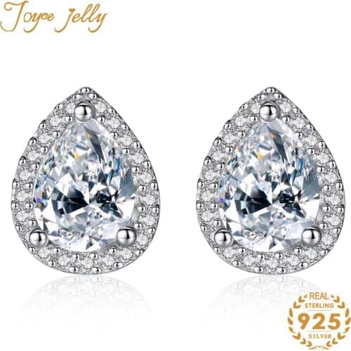 JoyceJelly Women Wedding Jewelry Stud Earrings 925 Sterling Silver Water Drop Unique Style Fashion Wedding Jewelry Gifts 2020