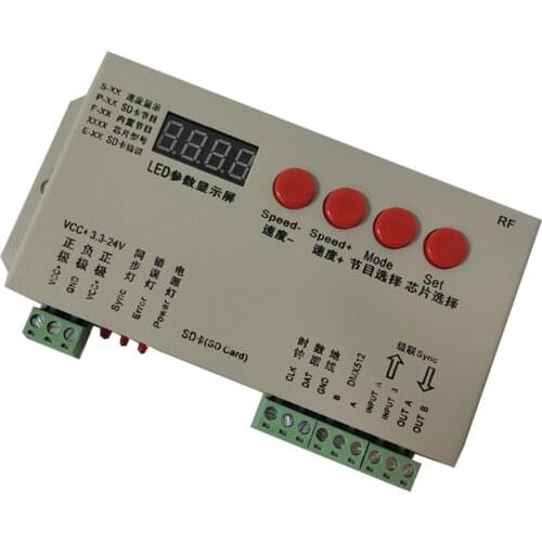 K-1000S (T-1000S Updated) Controller K1000s WS2812B,WS2811,APA102, WS2813 SK6812 Led Strip 2048 Pixels Program Controller 5-24V