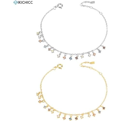 KIKICHICC 2020 New 925 Sterling Silver Gold Colorful Sage Five Zircon CZ Charm Bracelet Chain Luxury Fine Jewelry Wedding