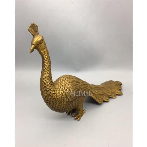 China Brass Statue Luck Wealth Peafowl Meticulous Metal Crafts Home Decoration Collect