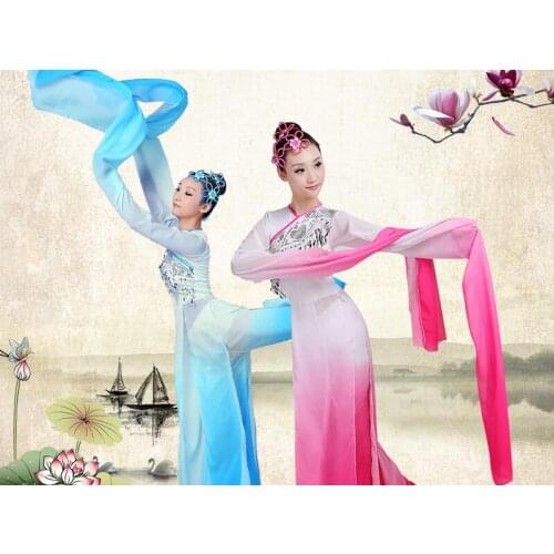 Chinese Long Sleeve Female Yangko Dance Costume Women Ancient Chinese National Umbrella Costume dan Dancing Dancer Wear 16