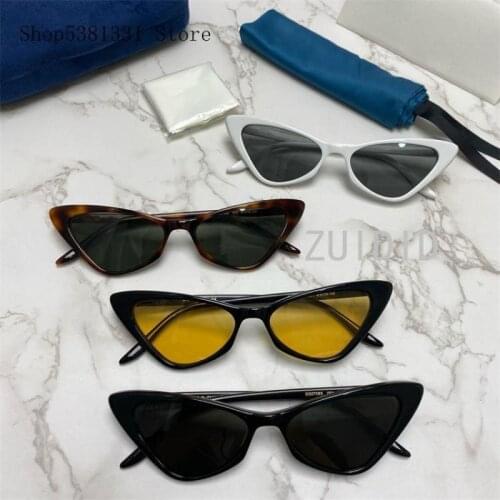 Classic Cat Eye Yellow Frame Polarizing Mirrored Sunglasses Women Unisex Steampunk Acetate Eyewear Men 2021 Summer Hot Sale