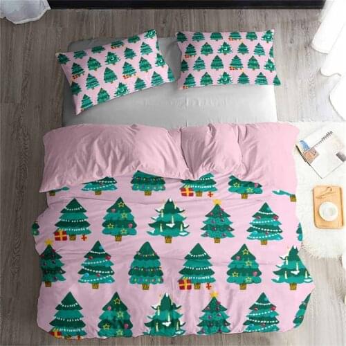HELENGILI 3D Bedding Set Christmas Print Duvet Cover Set Bedclothes with Pillowcase Bed Set Home Textiles #YC-235
