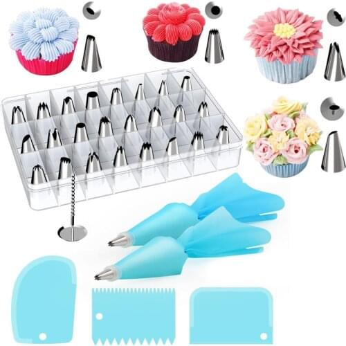 Unibird Stainless Steel Pastry Nozzles for Cream with Pastry Bag Decorating Cake Icing Piping Confectionery Baking Tool