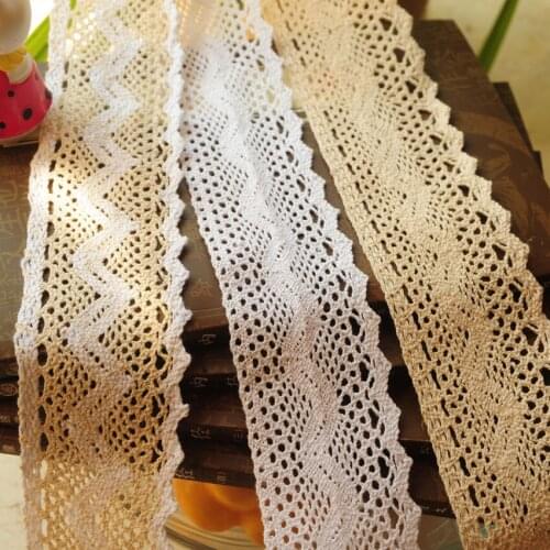 10Yard/lot Wholesale 100% Cotton Lace Fabric 6CM Embroidery Lace Trim White Beige Tablecloth Curtain Diy Clothes Accessories