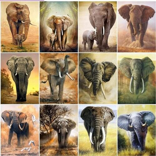MomoArt Diamond Painting Elephant 5D DIY Full Square Diamond Embroidery Animal Cross Stitch Autumn Mosaic Art Home Decorations