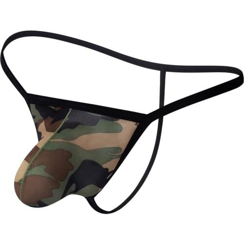 Men Briefs Underwear Transparent See Through Shorts Camouflage G-string Jockstrap Underpants Gay Sexy Men Underwear Briefs Male