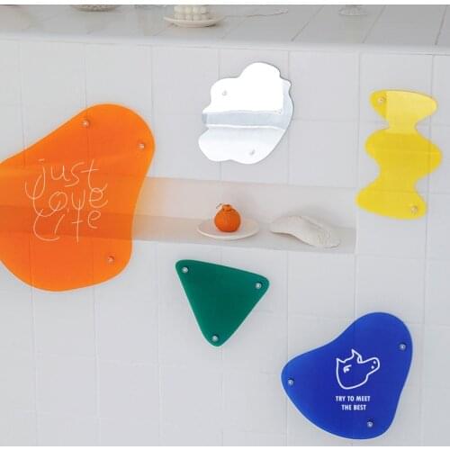 Nordic Creative Glass Door Window Translucent Decorative Stickers Transparent Acrylic Geometric Refrigerator Sticker Home Decor