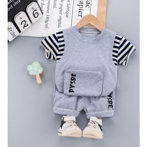 2021 new childrens Korean cotton clothing set short sleeve baby girl casual T-shirt 2-piece boy girl holiday
