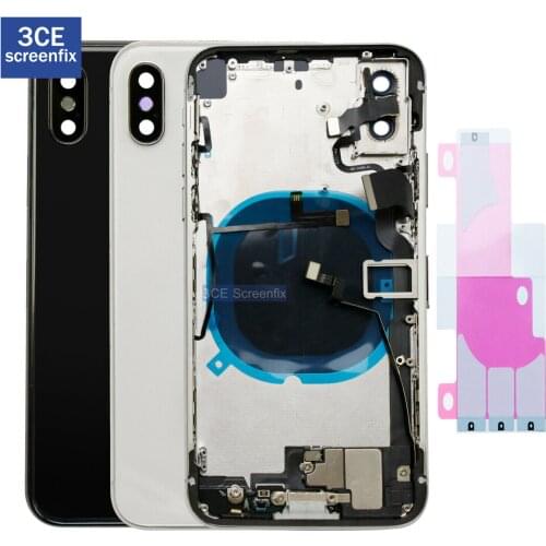 Original Full Battery Back Housing Cover Rear Door for IPhone X XS MAX Xsmax with Middle Frame Flex Cable Parts Assembly