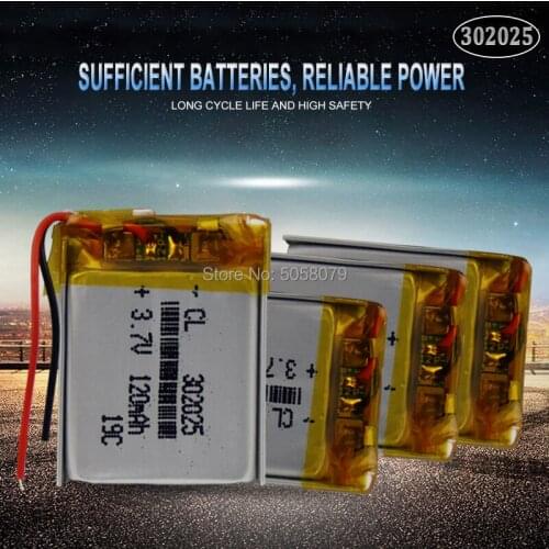 5pcs 3.7V 110mAh 302025 PLIB polymer lithium ion Li-ion battery for smart watch,blue tooth,GPS,mp3,mp4,toy,speaker