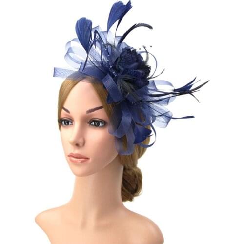 European Style Retro Dinner Photo Studio Bride Photo Hair Band Flower Headdress Hair Band Net Yarn Feather Head Hair Ornament