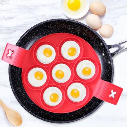 1Pc 7-cavity Omelette Device Porous Non-stick Round Shape Silicone Mold Omelette Maker Creative Egg Tools Pancake rings