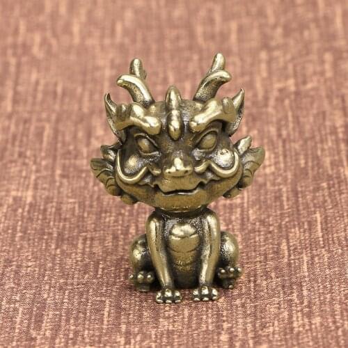 Vintage Brass Lucky Beast Pixiu Figurines Miniatures Mascot Decorations Office Living Room Desktop Ornaments Decors Accessories