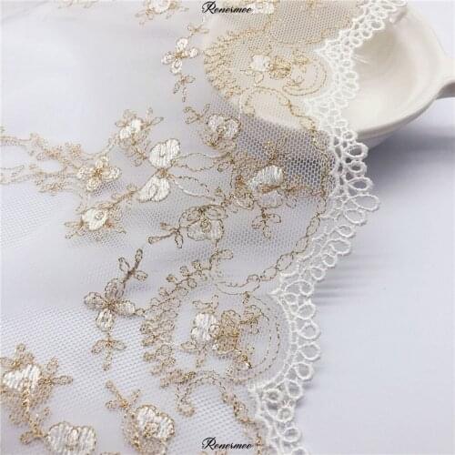5Yard Gold and Ivory High-grade 108d Polyester Soft Tulle Lace Clothing Accessories Trimming Dress Skirt Handmade Accessory 17cm