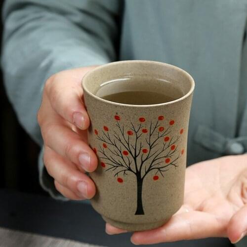 Japanese Retro Large Capacity Ceramic Teacups Creative Coarse Pottery Tea Cups Chinese Kung Fu Water Mug Home Office Drinkware