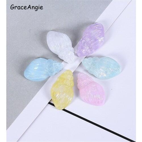 20pcs Flat Back Pearls Bead Loose Beads Gem Shell Conch Cabochon Mix Glitter Pastel Confetti Candy Resin For Kids DIY Phone Dec