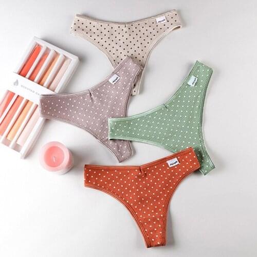 Womens Cotton Panties Sexy Polka Dot Seamless Soft Underwear Feamle Low Waist G-String Thongs Lady Breathable Lingerie Bikini