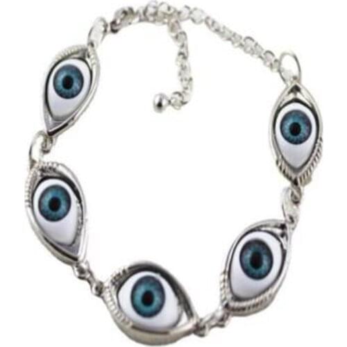 Turkey Good Luck Blue Demon Eye Bracelet Connector Chain Charm 5 Eye Bead Cuff Bracelet Bangles For Women Gift Jewelry Bijoux