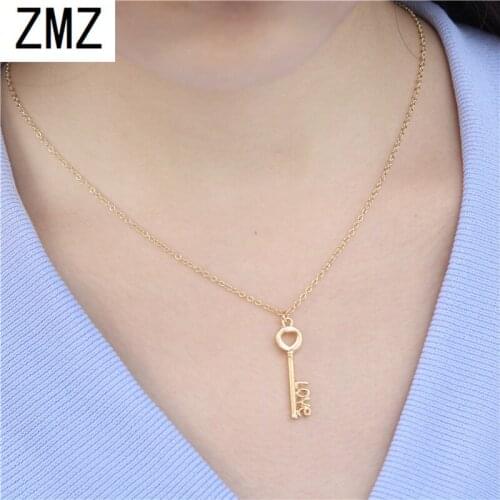 ZMZ 2018 Europe/US fashion love key pendant lovely you open my heart necklace gift for mom/girlfriend party jewelry