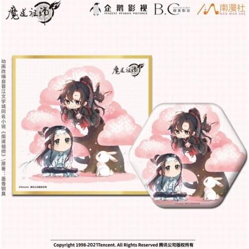Anime Mo Dao Zu Shi Grandmaster of Demonic Cultivation Lan Wangji Wei Wuxian Badge Brooch Button Pin Metal Colored Paper Gift