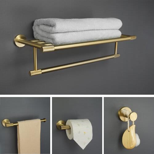 Golden Towel Rack Towel Bar Ring Gold Hardware Set Robe Hook Toilet Brush Cup Holder Soap Dish Soap Basket Bathroom Accessories