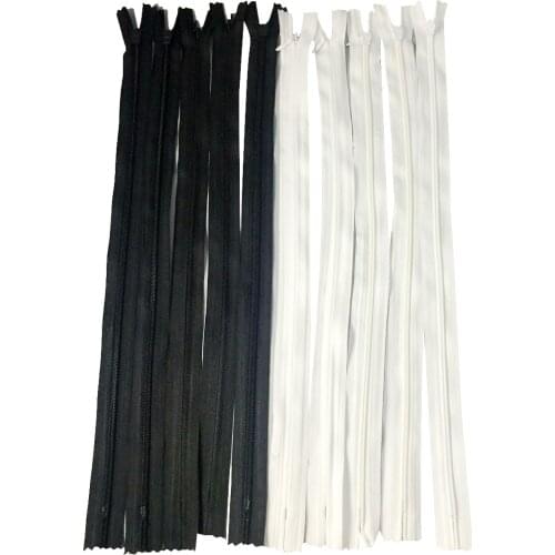 10 Pieces White Black Invisible Nylon Closed End Zip Zippers for Sewing Craft 40cm Strong Durable Flexible