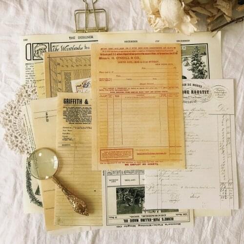 12Pc Old VOUCHER Bill DIY Scrapbooking Album Journal Crafts Paper Decorative Material Package DIY Photo Albums