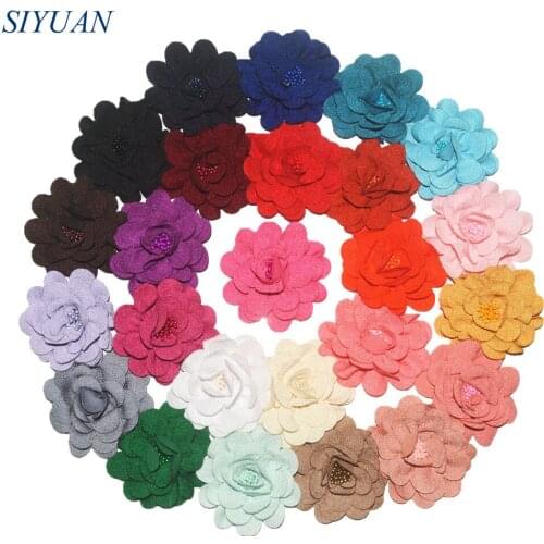 300pcs/lot New Coming 9.0cm Fabric Burlap Flower With Center Hair Accessories Girl Headband Ornament TH231