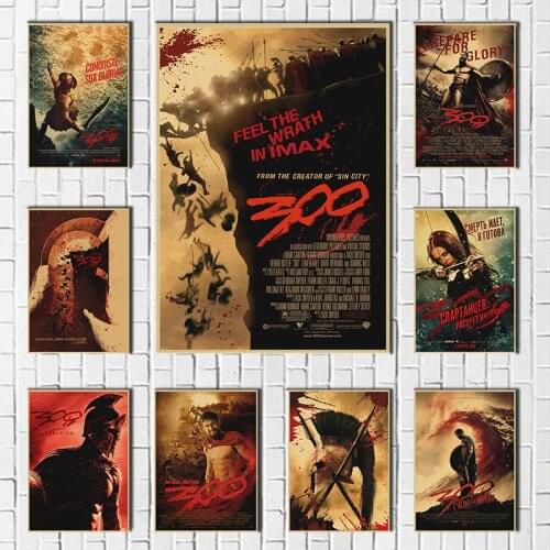 300 Spartan Warriors Movie Kraft Paper Poster Historical War Art Prints Posters Home Wall Decor Pictures