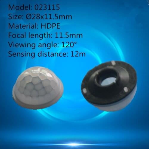 50pcs 023115 dome shape human body infrared PIR sensor HDPE plastic fresnel lens 28*11.5mm focal length 11.5mm