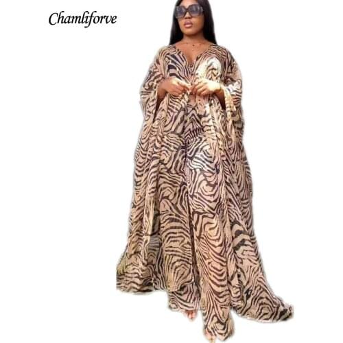 Africa Clothes 2021 Dashiki New Fashion Two Piece Suit Long Dress + Wide Pants Party Dresses Plus Size Robe2 Piece Set Women