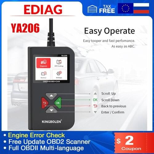 Car Diagnostic Too lCode Reader YA206 Engine Error Check Free Update OBD2 Scanner Full OBDII Multi-language Automotive Scanner