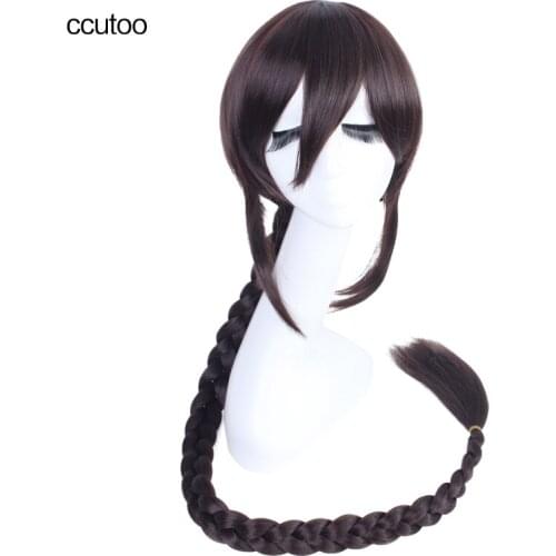 Ccutoo 100cm Brown Long Braid Styled Synthetic Hair Heat Resistance Fiber Cosplay Full Wigs Peluca