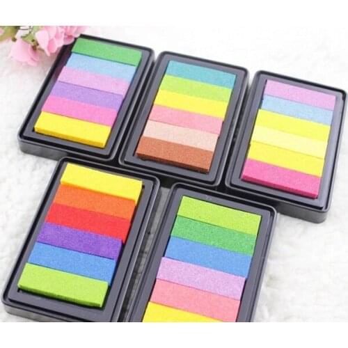 6colors 9*6cm Inkpad Craft Oil Based Diy Ink Pads for Rubber Stamps Fabric Scrapbook Wedding Decor Fingerprint Kids Art Supply