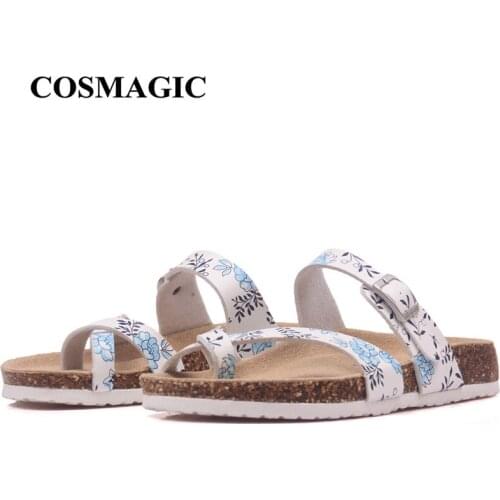 COSMAGIC 2021 New Summer Beach Cork Slipper Flip Flops Women Mixed Color Casual Outside Non-slip Slides Shoes