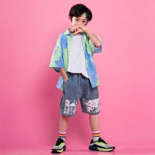 ChildrenS Hip-Hop Dance Clothes For Boys Summer Jazz Drums Performance Wear Loose Short Sleeved Hip Hop Rave Clothes DQS6919