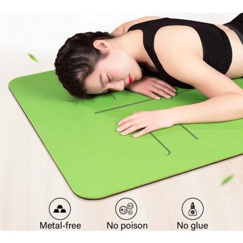 TPE Yoga Double Layer Non-Slip Mat Yoga Exercise Pad with Position Line For Fitness Gymnastics and Pilates