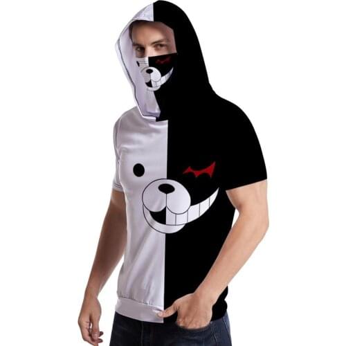 Danganronpa Tshirt Cute Bear Monokuma 3D Funny Hood T Shirts Boys Girls 3D Clothes Balck And White Anime T Shirt Anime Clothes