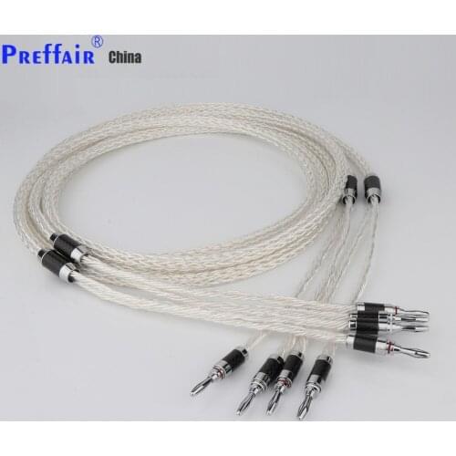 Preffair 8ag Pure Silver-plated OCC Hifi Speaker Cable Hi-end Speaker Wire for Amplifier and CD