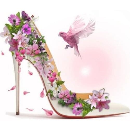 JMINE Div 5D Lady High Heels Shoes Bird Flower Full Diamond Painting cross stitch kits art Scenic 3D paint by diamonds