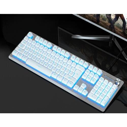 Voice Control Keyboard with Rainbow Marquee Backlit Suspended Keycap with Mechanical Felling Gaming Keyboard forDesktop Notebook