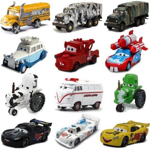 2020 Disney Pixar Toy Car McQueen Mater Cow School Bus Limited Edition 1:55 Diecast Vehicle Metal Alloy Boy Toy Birthday Gift
