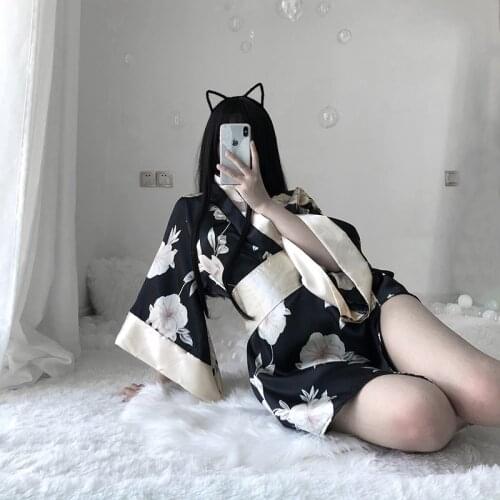 Pearl Diary Sexy Kimono Bathrobe Anime Cosplay Outfit Women Robe Yukata Costumes Pajamas Soft Silk Belt 2pcs Set