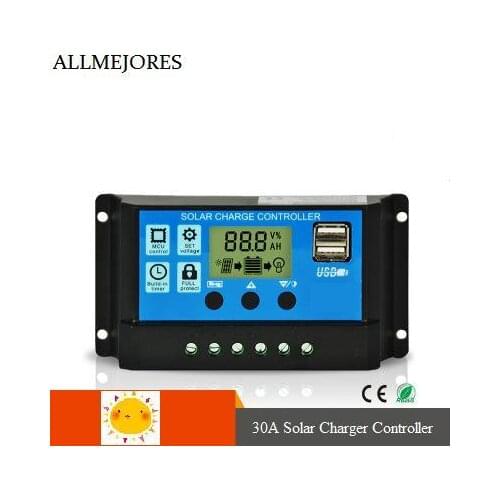 Solar panel systerm controller 30A 12V/24V LCD PWM Solar Controller Battery PV cell panel charger Regulator