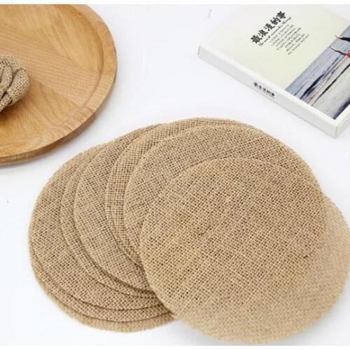 Kitchen Dining Burlap Coasters Table Mats Wedding Decorations Cup Pads