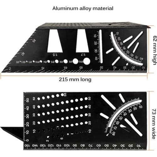 Multifunctional Square Angle Ruler 45 90 Degree Measuring Aluminum Alloy Portable Accessories Accurate Woodworking Marking Gauge