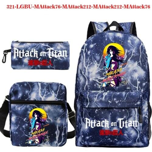 Fashion Attack On Titan backpacks 3 PCS/Set Plecak Pencil Case Boys Girls school Bag Students book bag Unisex Laptop bag Mochila
