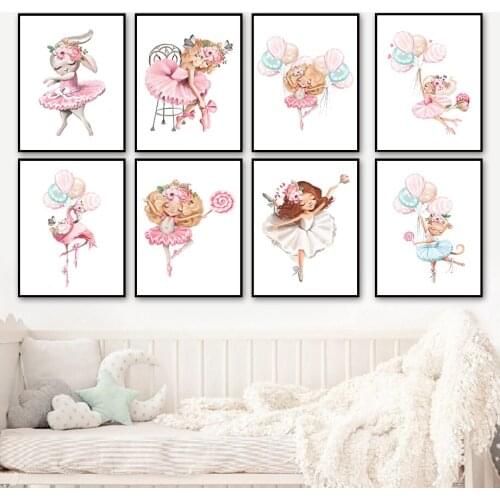 Cartoon Rabbit Cat Zebra Panda Raccoon Sheep Wall Art Canvas Painting Nordic Posters And Prints Wall Pictures Kids Room Decor